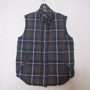 Vintage Eddie Bauer Puffer Vest Women Small Plaid Tartan Goose Down‎ Full Zip